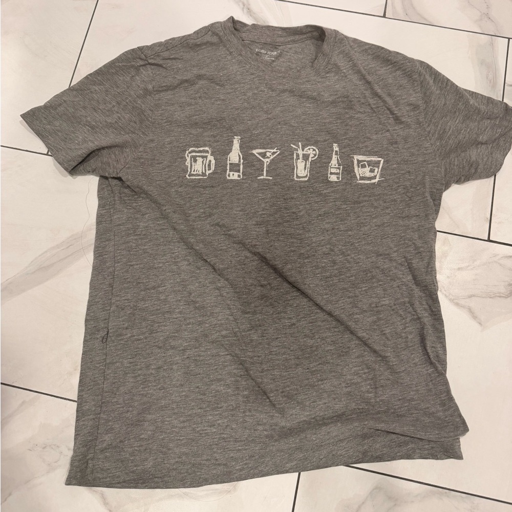 Gray Graphic Crewneck T-Shirt - Drink Icons